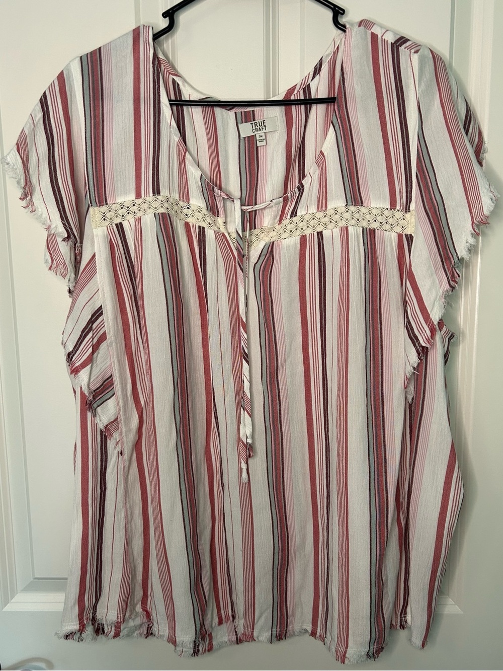 True Craft Striped Boho Tie-Front Top